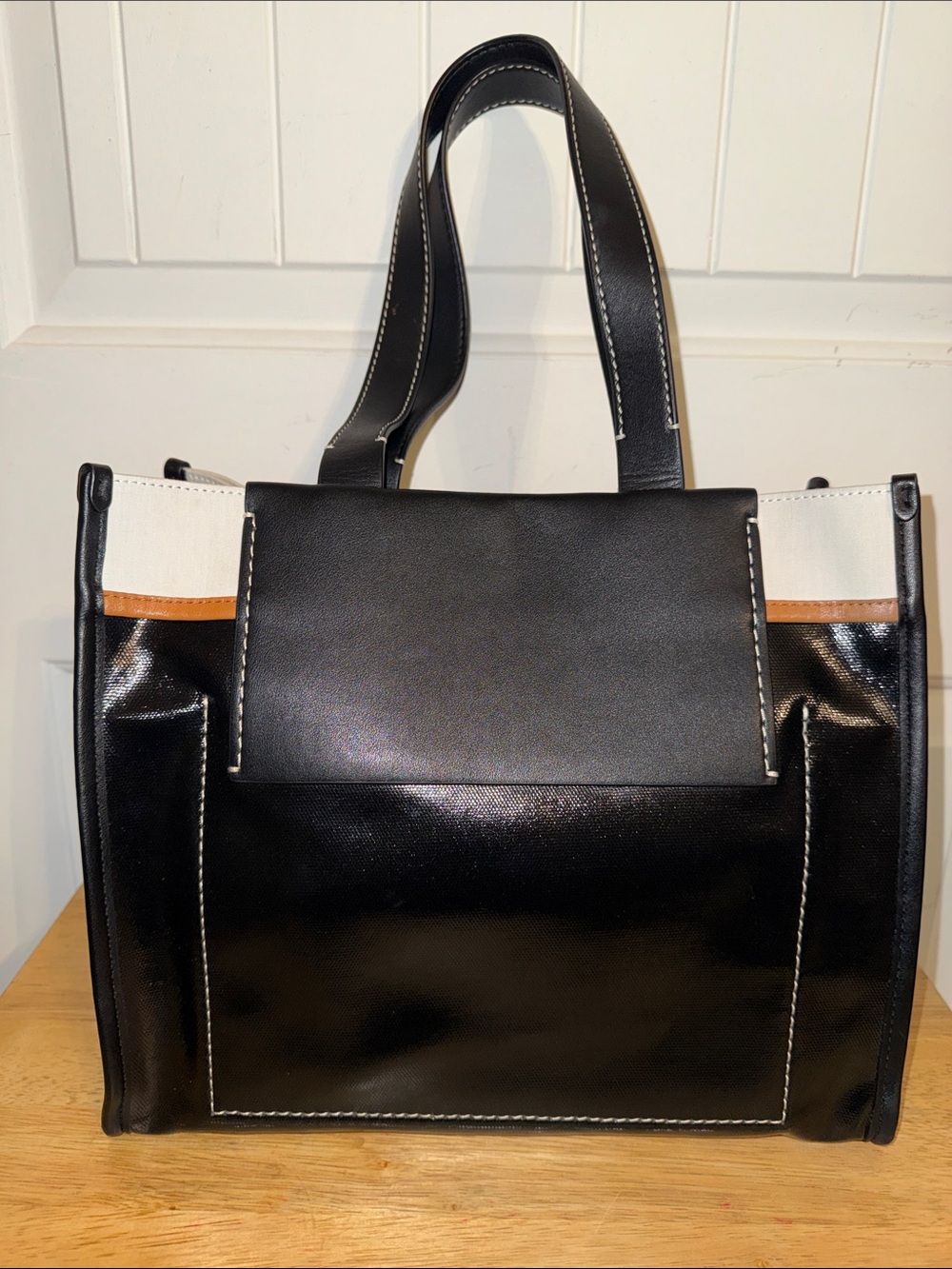 Proenza Schouler Black Tote with White and Tan Accents